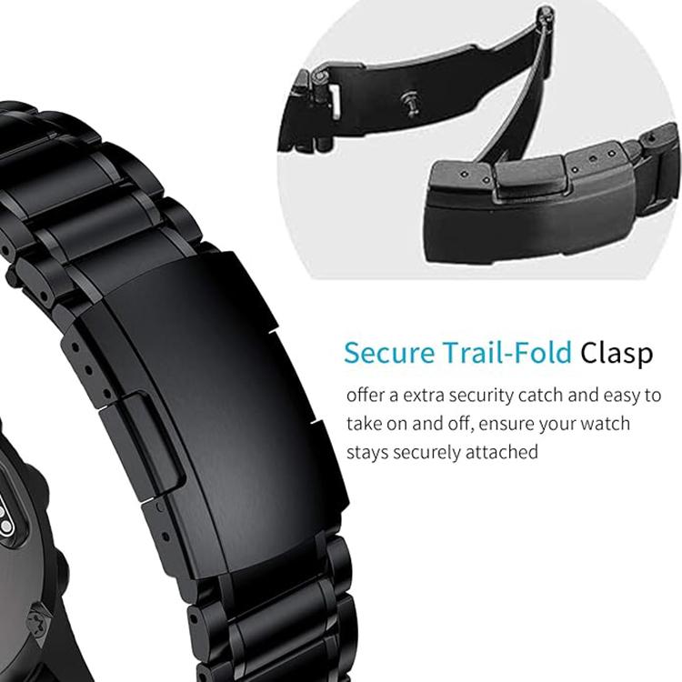 For Garmin 26mm Five-beads Titanium Alloy Push Buckle Metal Quick Release Watch Band(Black)