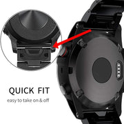 For Garmin 22mm Five-beads Titanium Alloy Push Buckle Metal Quick Release Watch Band(Black)
