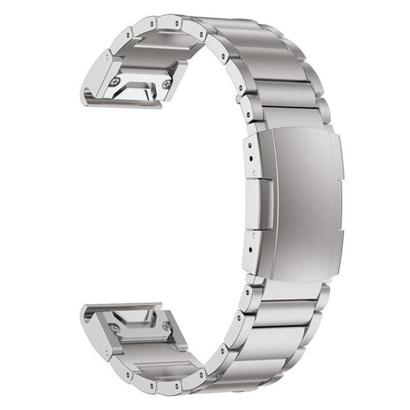 For Garmin 26mm Three-beads Titanium Alloy Push Buckle Metal Quick Release Watch Band(Silver)