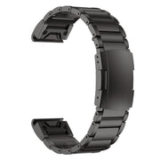 For Garmin 22mm Three-beads Titanium Alloy Push Buckle Metal Quick Release Watch Band(Black)