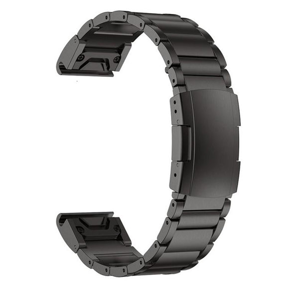 For Garmin 22mm Three-beads Titanium Alloy Push Buckle Metal Quick Release Watch Band(Black)
