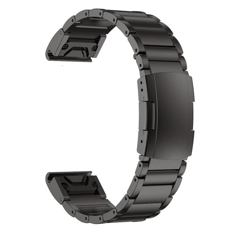 For Garmin 22mm Three-beads Titanium Alloy Push Buckle Metal Quick Release Watch Band(Black)