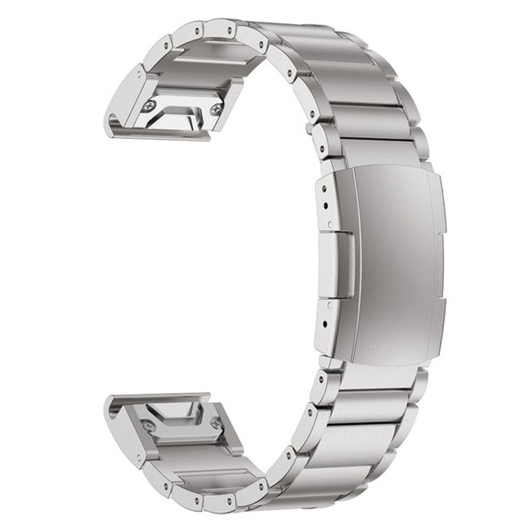 For Garmin 22mm Three-beads Titanium Alloy Push Buckle Metal Quick Release Watch Band(Silver)