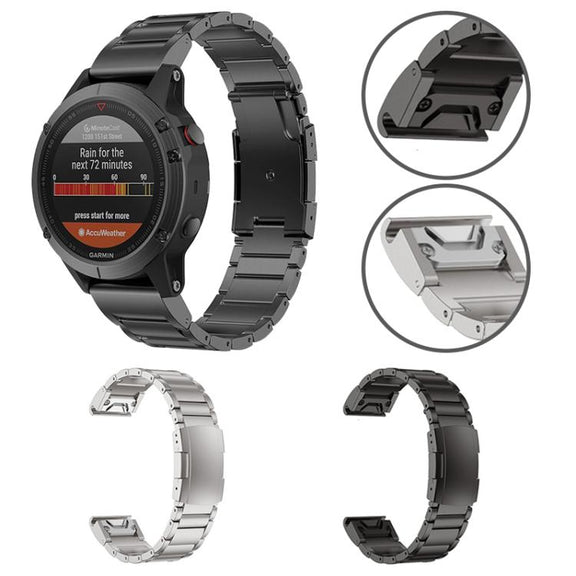 For Garmin 22mm Three-beads Titanium Alloy Push Buckle Metal Quick Release Watch Band(Silver)