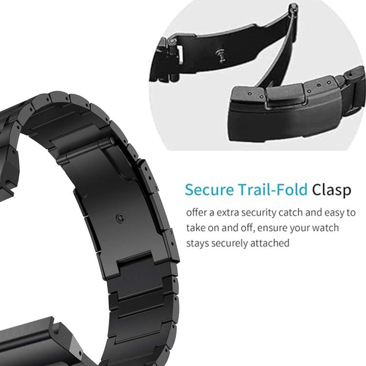 For Garmin 22mm Three-beads Titanium Alloy Push Buckle Metal Quick Release Watch Band(Black)