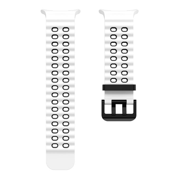 For Samsung Galaxy Watch Ultra 47mm Ocean Two Color Dual-Row Hole Silicone Watch Band(White Black) - Watch Bands by PMc TechLife | Online Shopping South Africa | PMc TechLife | Buy Now Pay Later Mobicred
