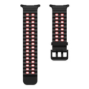 For Samsung Galaxy Watch Ultra 47mm / Ultra 2025 Ocean Two Color Dual-Row Hole Silicone Watch Band(Black Red)