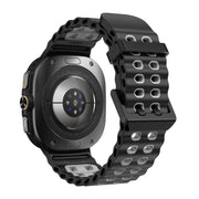 For Samsung Galaxy Watch Ultra 47mm Ocean Two Color Dual-Row Hole Silicone Watch Band(Black Grey)