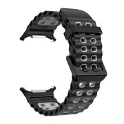 For Samsung Galaxy Watch Ultra 47mm Ocean Two Color Dual-Row Hole Silicone Watch Band(Black Grey)
