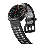 For Samsung Galaxy Watch Ultra 47mm Ocean Two Color Dual-Row Hole Silicone Watch Band(Black Grey)