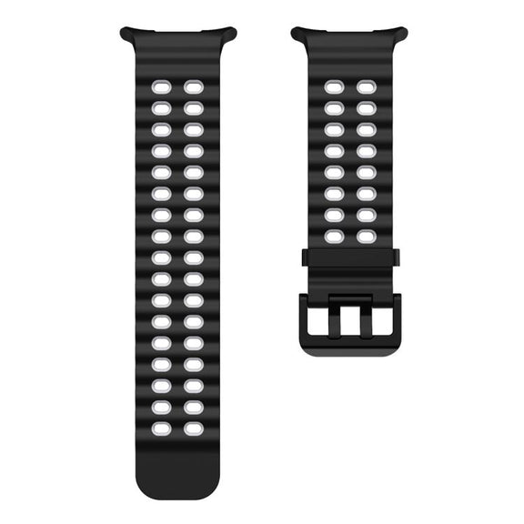 For Samsung Galaxy Watch Ultra 47mm Ocean Two Color Dual-Row Hole Silicone Watch Band(Black Grey)