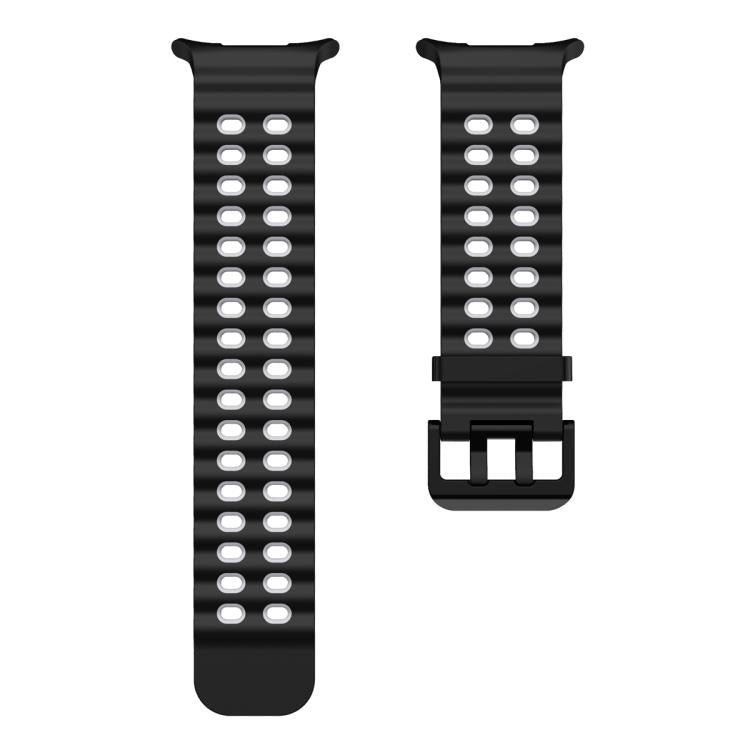 For Samsung Galaxy Watch Ultra 47mm Ocean Two Color Dual-Row Hole Silicone Watch Band(Black Grey)