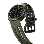 For Samsung Galaxy Watch Ultra 47mm Ocean Two Color Dual-Row Hole Silicone Watch Band(Army Green Black)