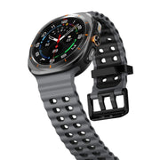 For Samsung Galaxy Watch Ultra 47mm / Ultra 2025 Ocean Two Color Dual-Row Hole Silicone Watch Band(Black)