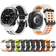 For Samsung Galaxy Watch Ultra 47mm Ocean Two Color Dual-Row Hole Silicone Watch Band(Black Grey)