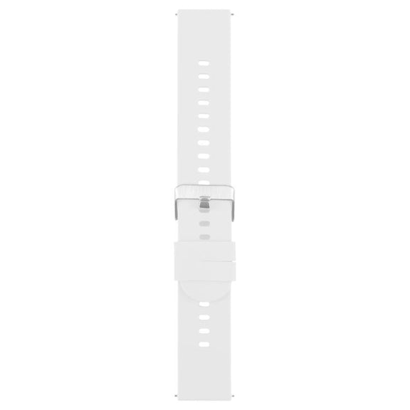 19mm Solid Color Steel Buckle Silicone Watch Band(White)