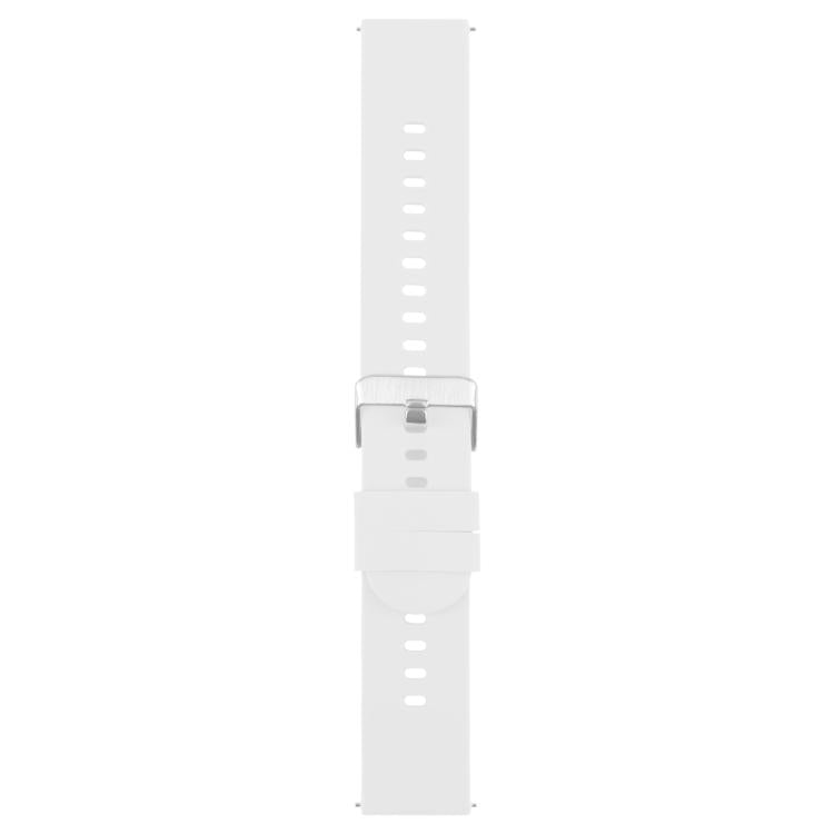 19mm Solid Color Steel Buckle Silicone Watch Band(White)