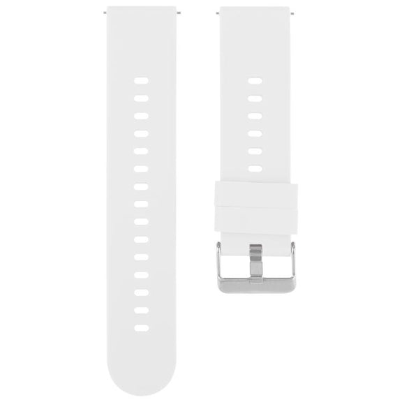 19mm Solid Color Steel Buckle Silicone Watch Band(White)