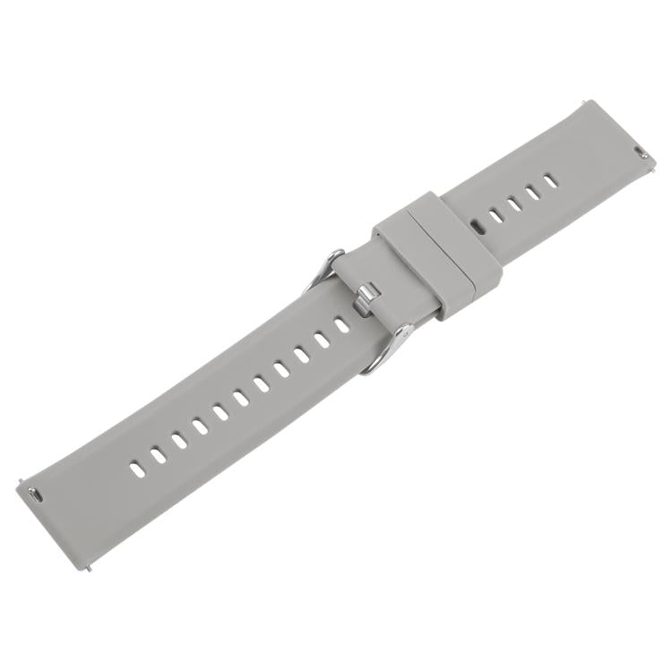 19mm Solid Color Steel Buckle Silicone Watch Band(Grey)