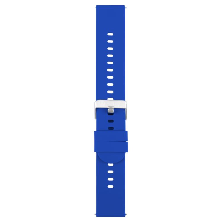 19mm Solid Color Steel Buckle Silicone Watch Band(Dark Blue)