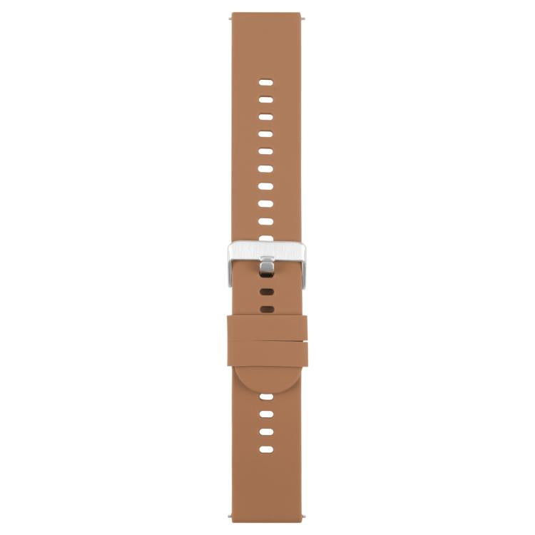 19mm Solid Color Steel Buckle Silicone Watch Band(Brown)