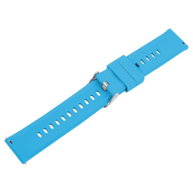 19mm Solid Color Steel Buckle Silicone Watch Band(Blue)