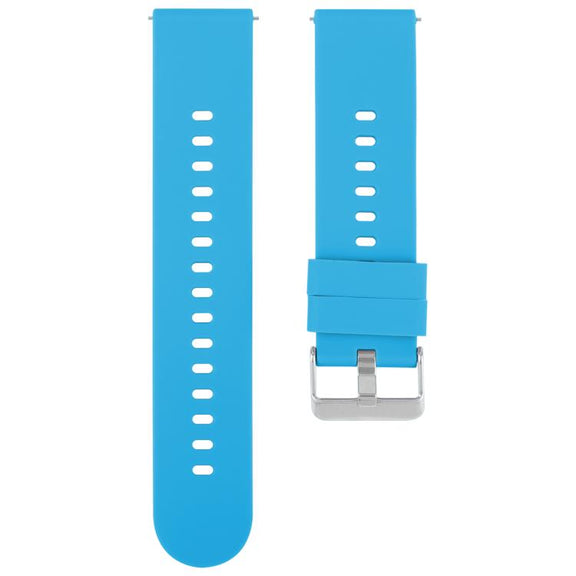 19mm Solid Color Steel Buckle Silicone Watch Band(Blue)