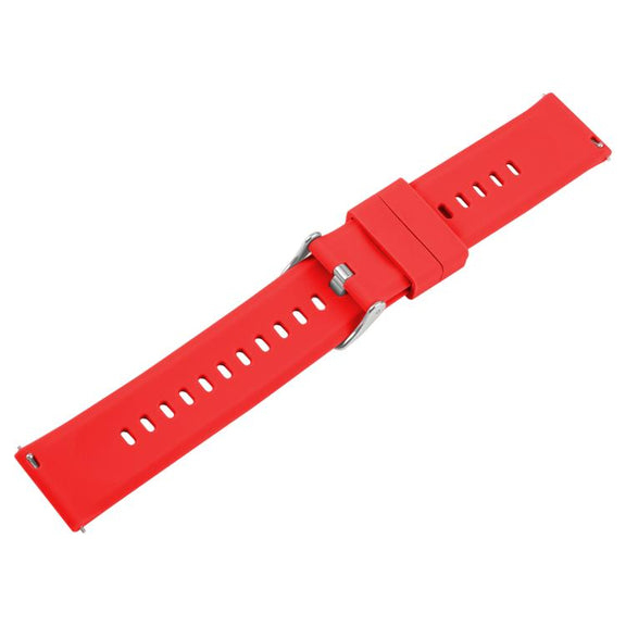 19mm Solid Color Steel Buckle Silicone Watch Band(Red)