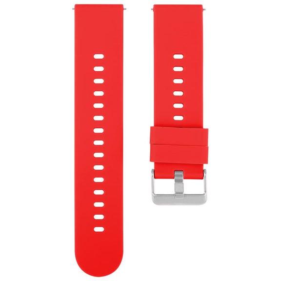 19mm Solid Color Steel Buckle Silicone Watch Band(Red)