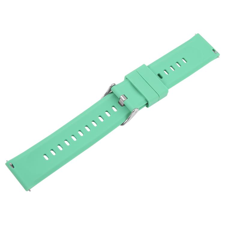 19mm Solid Color Steel Buckle Silicone Watch Band(Grass Green)