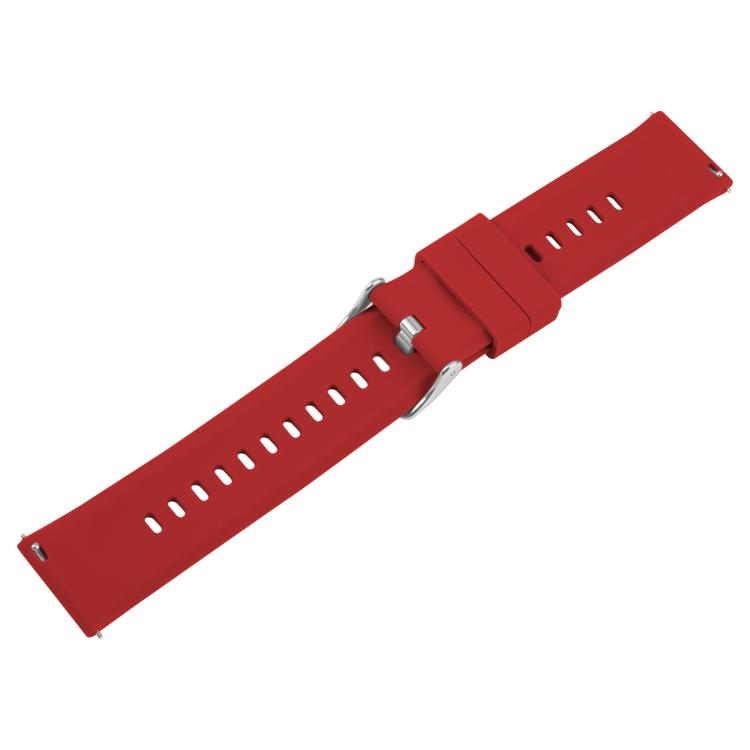 19mm Solid Color Steel Buckle Silicone Watch Band(Wine Red)