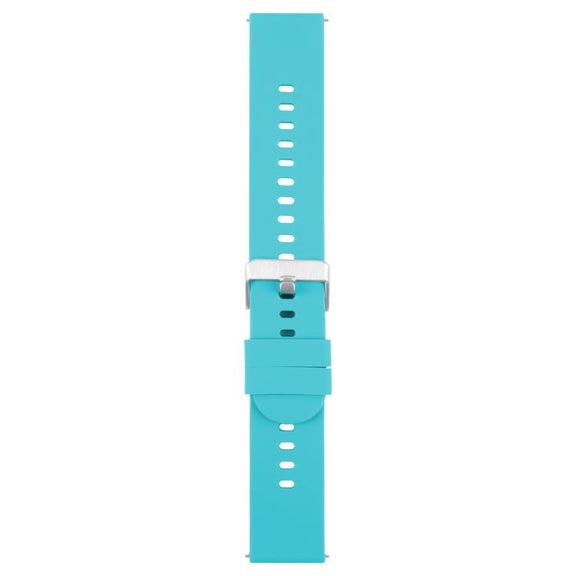 19mm Solid Color Steel Buckle Silicone Watch Band(Lake Blue)