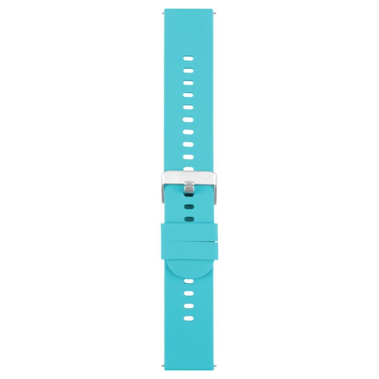 19mm Solid Color Steel Buckle Silicone Watch Band(Lake Blue)