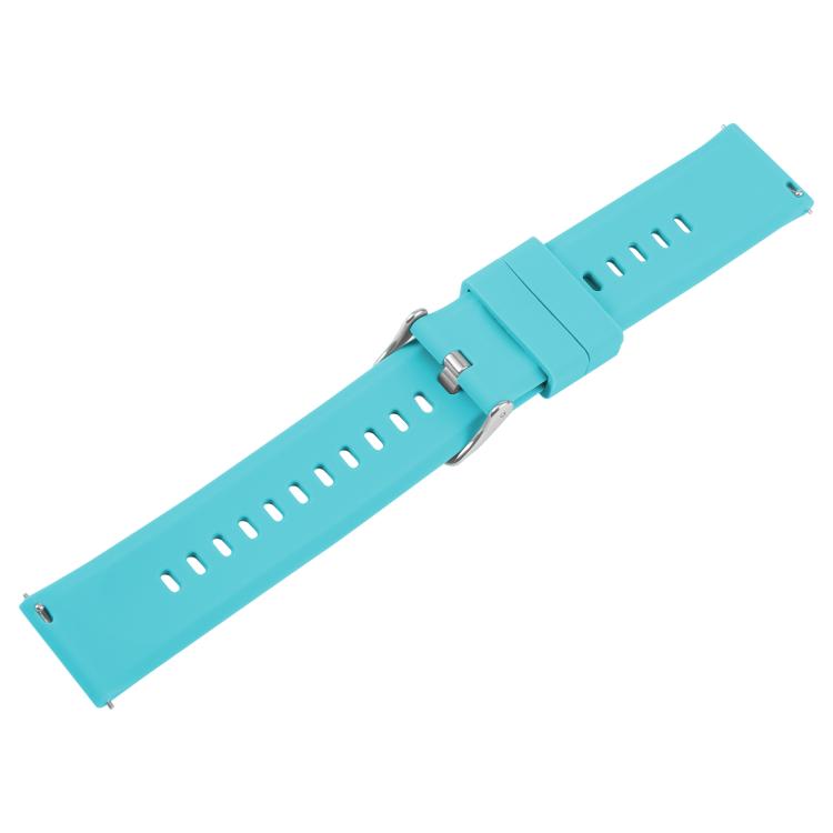 19mm Solid Color Steel Buckle Silicone Watch Band(Lake Blue)