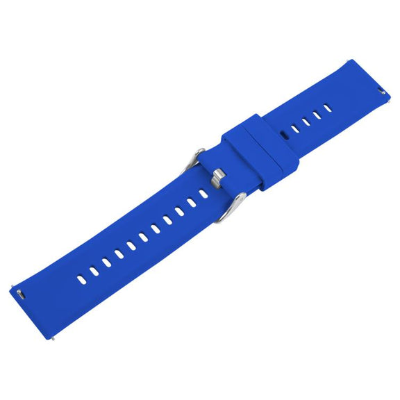 20mm Solid Color Steel Buckle Silicone Watch Band(Dark Blue)