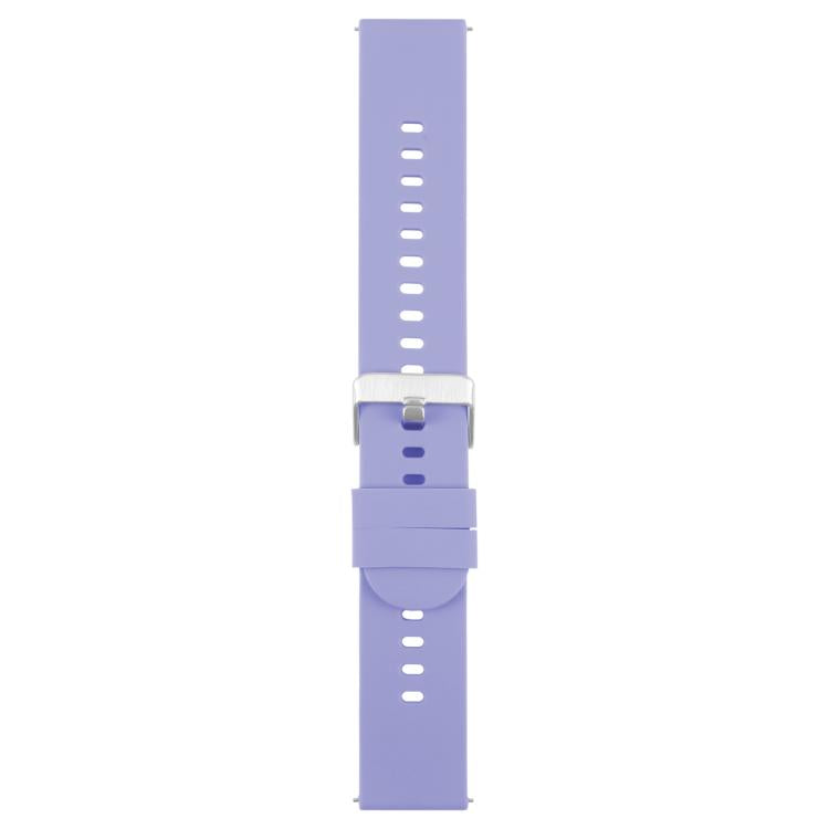 20mm Solid Color Steel Buckle Silicone Watch Band(Lavender Purple)
