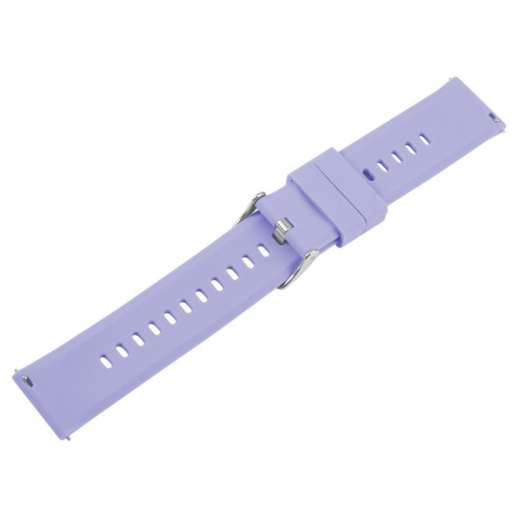 20mm Solid Color Steel Buckle Silicone Watch Band(Lavender Purple)