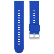 22mm Solid Color Steel Buckle Silicone Watch Band(Dark Blue)