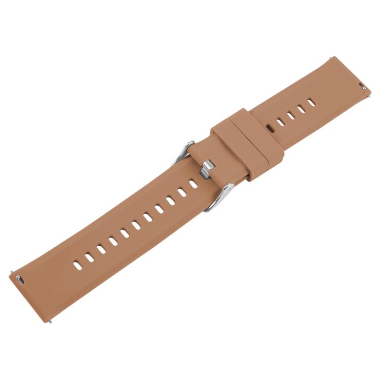 22mm Solid Color Steel Buckle Silicone Watch Band(Brown) - 22mm Bands by PMc TechLife | Online Shopping South Africa | PMc TechLife | Buy Now Pay Later Mobicred