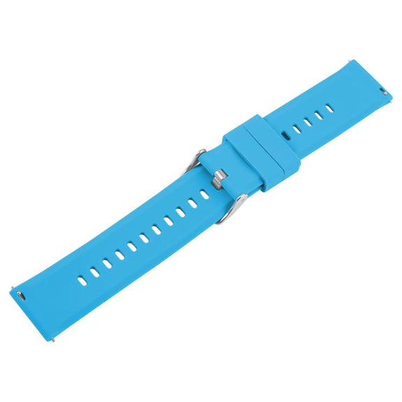 22mm Solid Color Steel Buckle Silicone Watch Band(Blue)