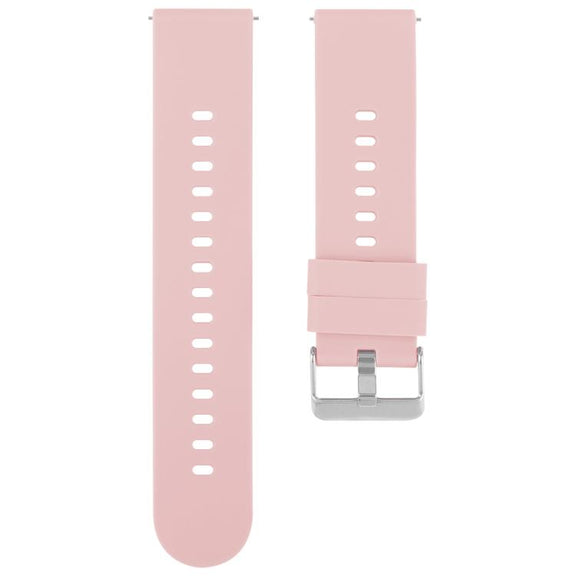 22mm Solid Color Steel Buckle Silicone Watch Band(Pink)