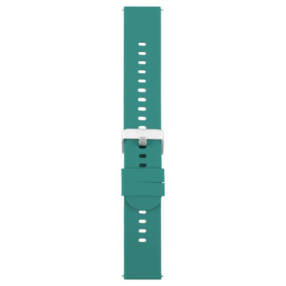 22mm Solid Color Steel Buckle Silicone Watch Band(Dark Green)