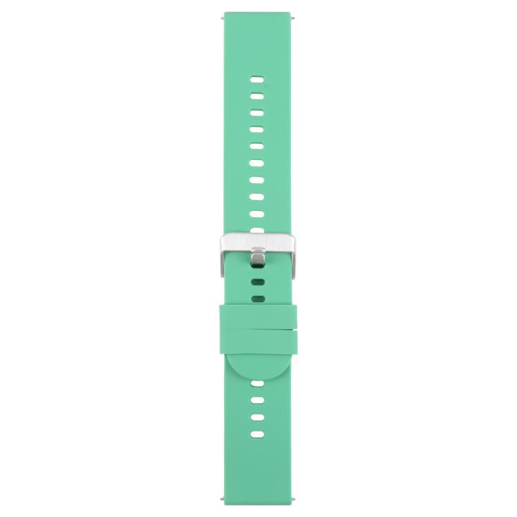 22mm Solid Color Steel Buckle Silicone Watch Band(Grass Green)