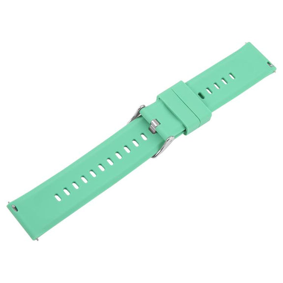 22mm Solid Color Steel Buckle Silicone Watch Band(Grass Green)