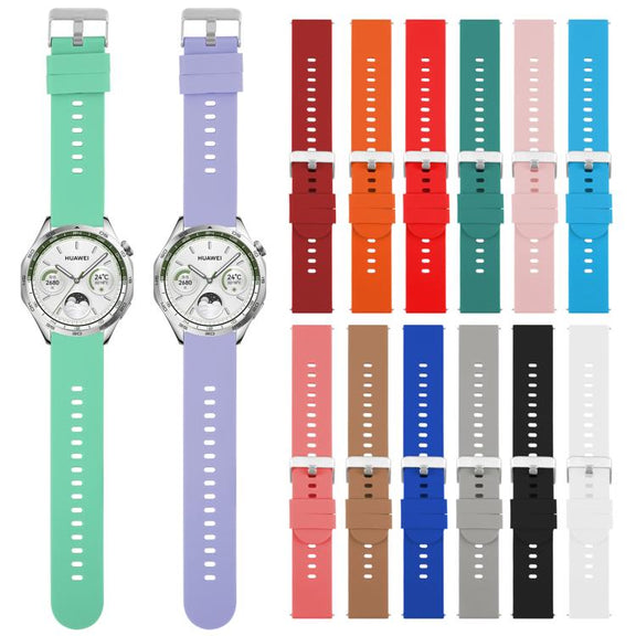 20mm Solid Color Steel Buckle Silicone Watch Band(Lavender Purple)