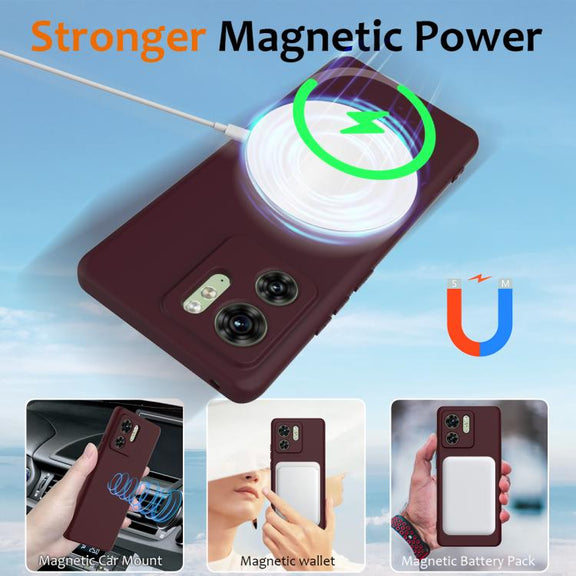 For Motorola Edge 40 Shockproof Silicone Magsafe Phone Case(Plum Color)