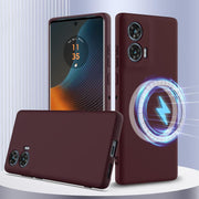 For Motorola Edge 50 Fusion Shockproof Silicone Magsafe Phone Case(Plum Color)