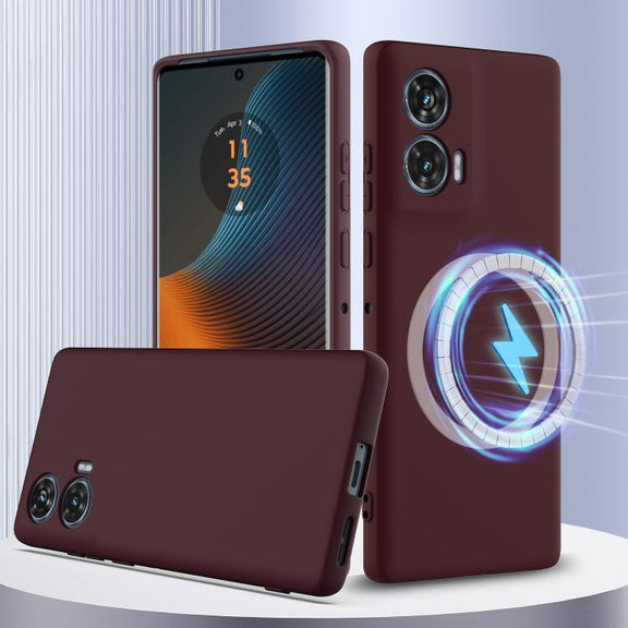 For Motorola Edge 50 Fusion Shockproof Silicone Magsafe Phone Case(Plum Color)