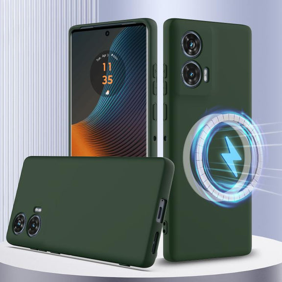For Motorola Edge 50 Fusion Shockproof Silicone Magsafe Phone Case(Dark Green)