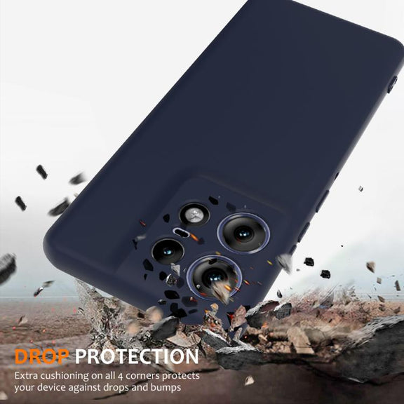 For Motorola Edge 50 Pro Shockproof Silicone Magsafe Phone Case(Navy Blue)